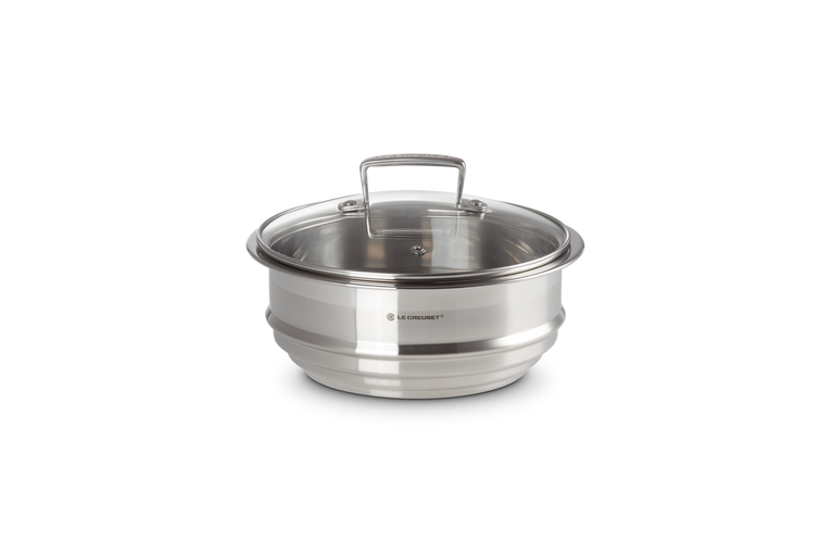 le creuset Cuit-vapeur adaptable Inox Classique avec couvercle en verre