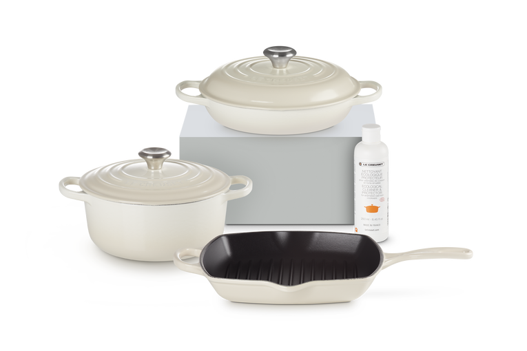 le creuset Set initiation de 3 pièces en fonte émaillée avec nettoyant écologique