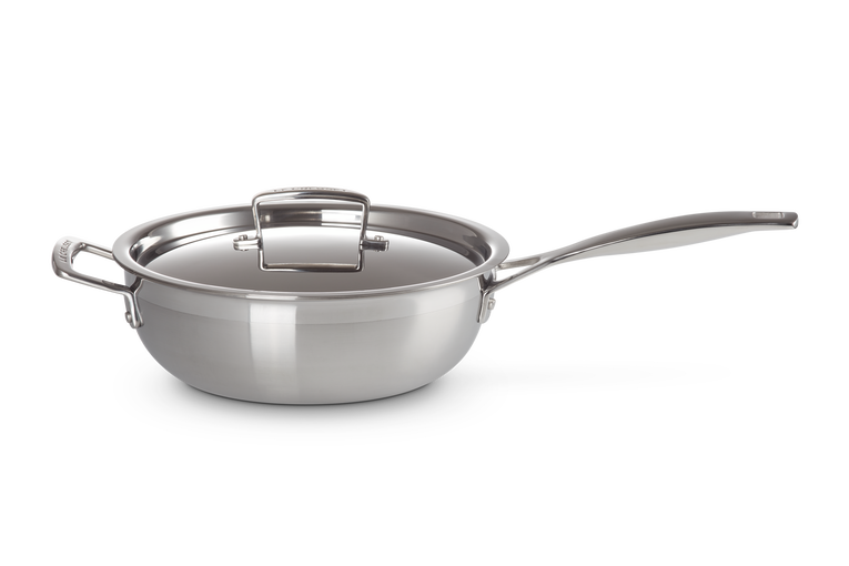 Sauteuse chef Inox Classique avec revêtement anti-adhérent, couvercle et poignée d'assistance