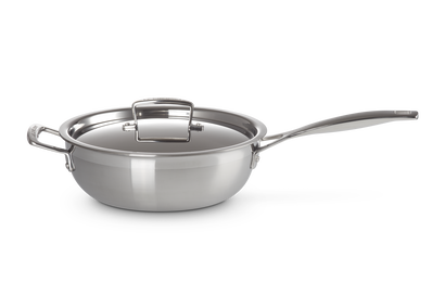 Sauteuse chef Inox Classique avec revêtement anti-adhérent, couvercle et poignée d'assistance