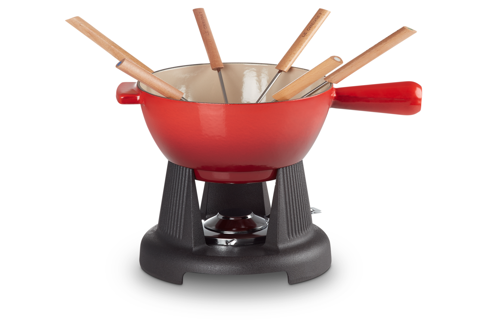 Fondue Grenole Set à fondue en fonte avec 8 fourchettes à fondue Noir Ø 15,5 cm 