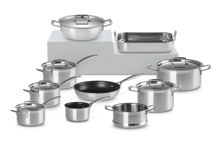 Set de casseroles induction - 10 pièces - Inox - Casseroles inox -  couvercle verre 