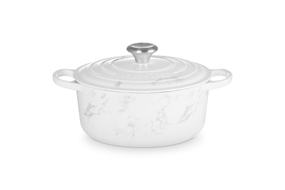 Cocotte ronde en fonte émaillée Marbre blanc