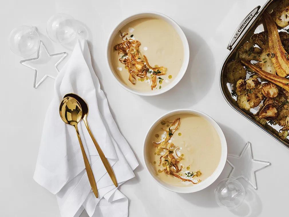 Soupe de chou-fleur rôti, panais et navet