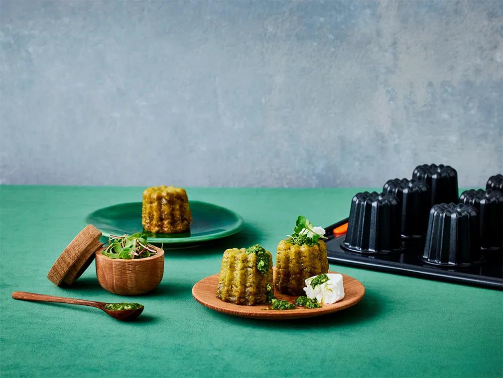 Cannelé vert à la roquette