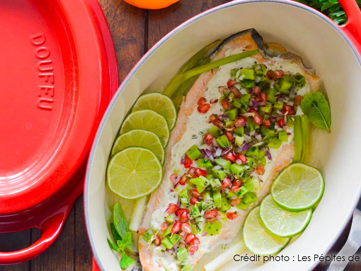 Saumon en cocotte et salsa de kiwi