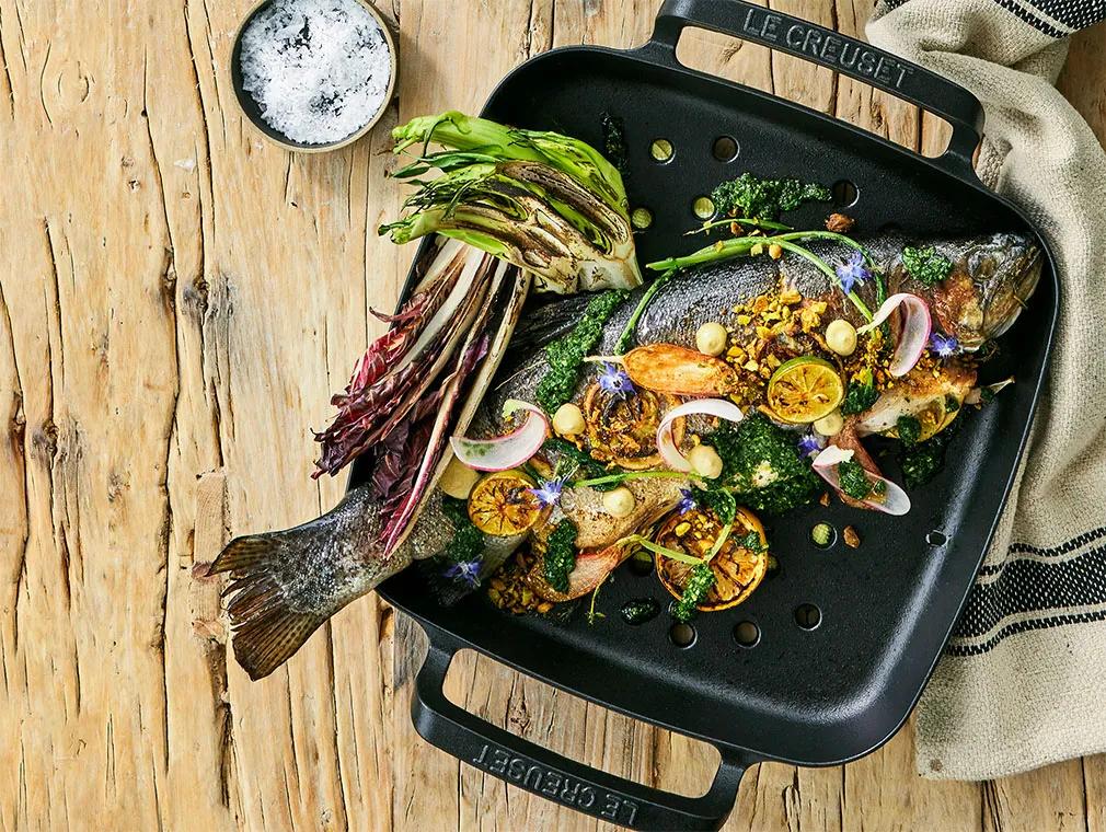 Truite arc-en-ciel grillée avec radicchio et gremolata