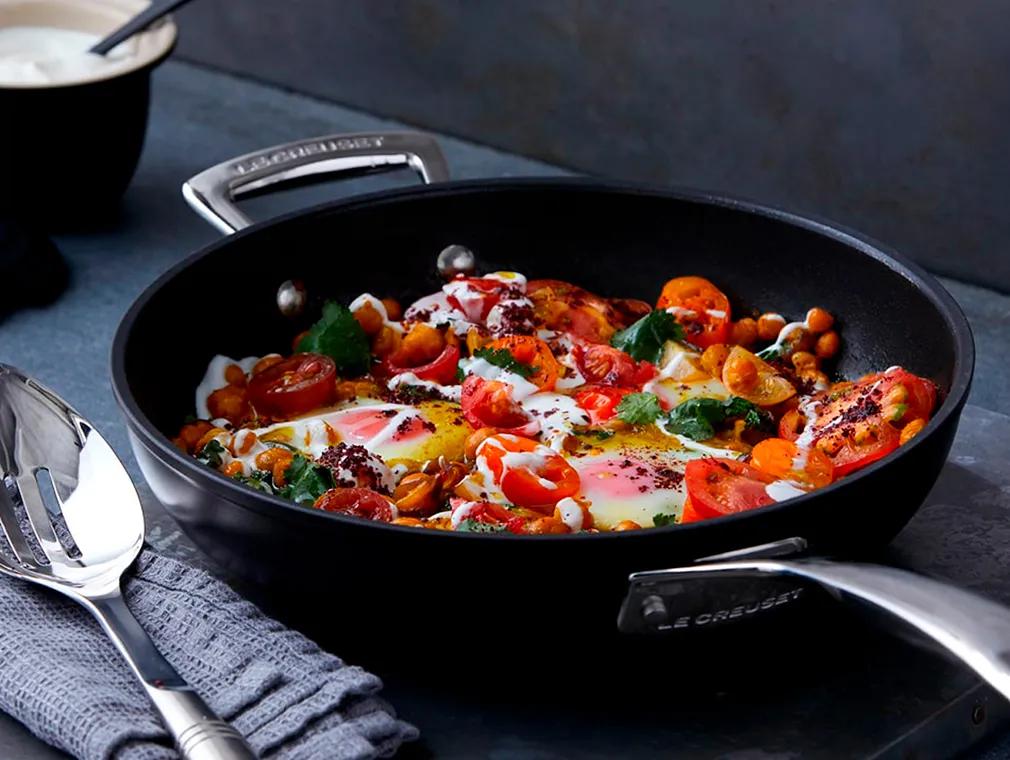 Pois Chiches, tomates et œufs au safran